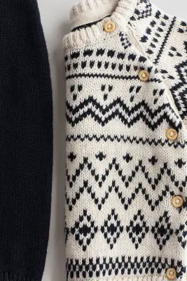 Ensemble 2 pièces en maille de coton - Bleu marine/motif