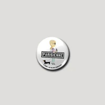 BADGE 32 MM - DESIGN INSPIRÉ DU MÉTRO PARISIEN - PARISIENNE TECKEL