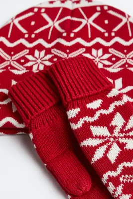 Ensemble 2 pièces en maille jacquard - Rouge/motif