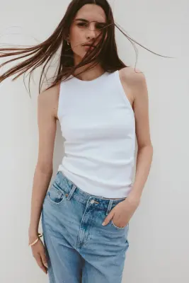 Mom Slim Fit High Waist Ankle Jeans - Bleu denim clair