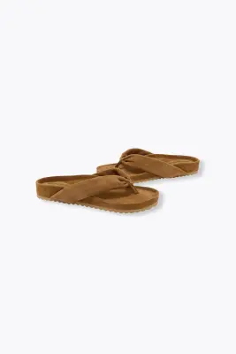 Tongs en cuir suédé Femme