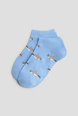 Lot de 7 paires de chaussettes invisibles - Bleu/requins
