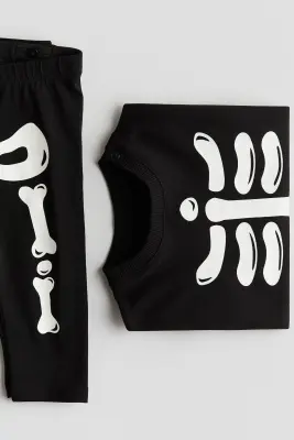 Ensemble 2 pièces avec motif imprimé - Noir/squelette
