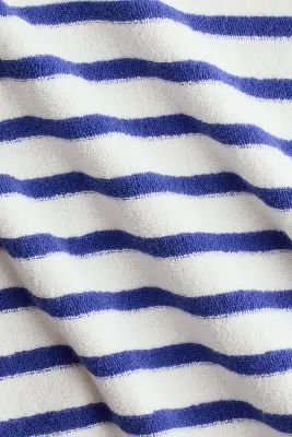Ensemble 2 pièces en tissu éponge - Blanc/rayures bleues
