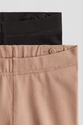 Lot de 2 leggings en jersey de coton pima - Noir/marron clair