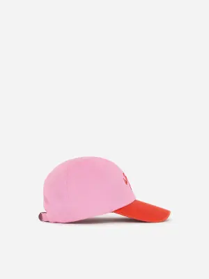 Casquette color block en sergé - Rose/Rouge