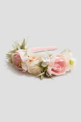 Serre-tête avec applications florales - Rose