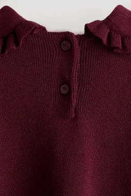 Ensemble 2 pièces en maille de coton côtelée - Rouge foncé