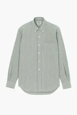 Chemise 'Vintage Ivy' - Oxford Rayé Vert/Écru