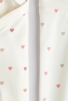 Ensemble 2 pièces body et legging - Crème/cœurs