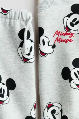 Ensemble 2 pièces en molleton imprimé - Gris clair/Mickey