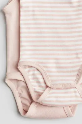 Lot de 2 bodies sans manches en coton - Rose clair/rayé