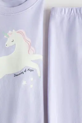 Pyjama imprimé en coton - Violet/licorne