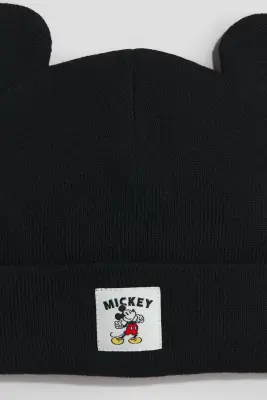 Bonnet avec oreilles appliquées - Noir/Mickey