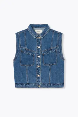 Veste jean sans manches LEONIE