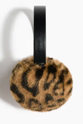 Cache-oreilles duveteux - Beige/imprimé léopard