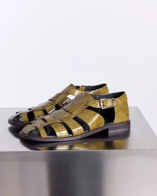 Sandales Luce vernis embosé kaki