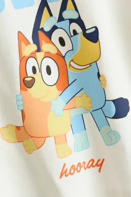 T-shirt imprimé en coton - Blanc/Bluey