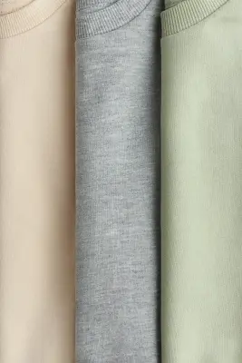 Lot de 3 sweats en coton - Vert clair/gris