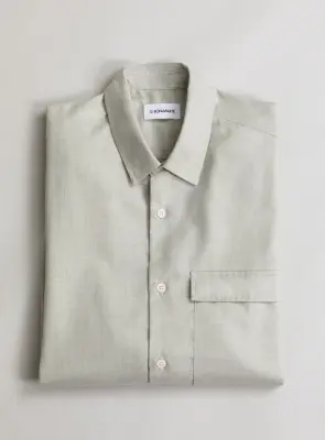 Shirt with Chest Pocket in Almond End-on-End