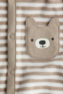 Pyjama en polaire - Beige/rayures blanches