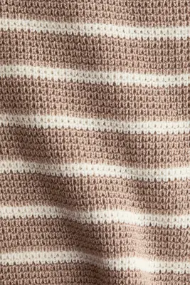 Pull en coton - Beige/rayures blanches