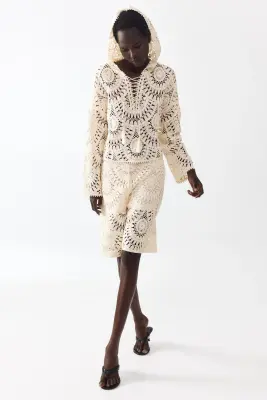 Bermuda façon crochet - Crème