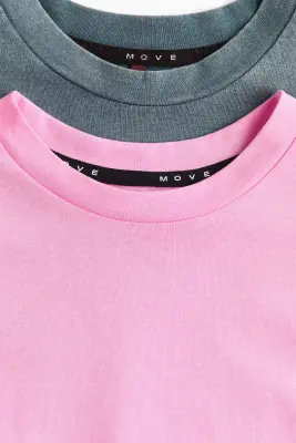 Lot de 2 T-shirts boxy Relaxed Fit DryMove™ - Rose/gris foncé