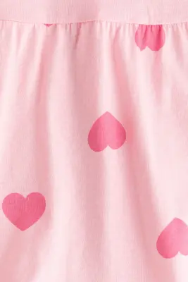 Robe imprimée en coton - Rose clair/cœurs