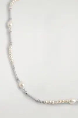 COLLIER DE PERLES DE CULTURE ASYMÉTRIQUE - ARGENTÉ