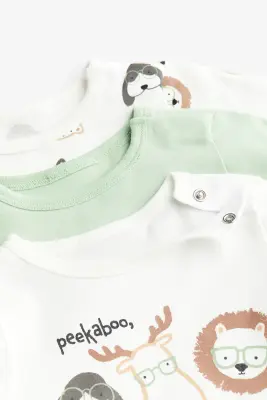Lot de 3 pyjamas en coton - Blanc/animaux