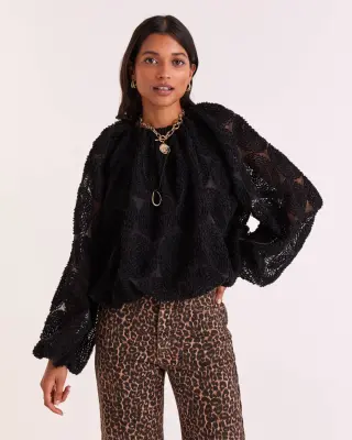 Blouse Ambre noir texturé