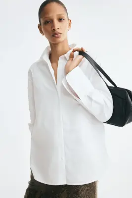 Chemise en popeline de coton - Blanc