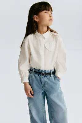 Jean paper bag Wide Leg - Bleu denim