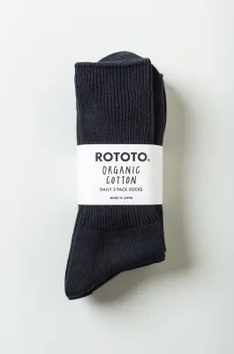 Rototo – Organic Daily 3 Socks R1427 – Black