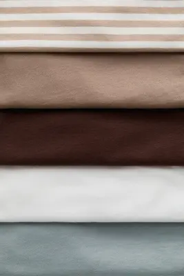 Lot de 5 T-shirts en coton - Beige/rayé