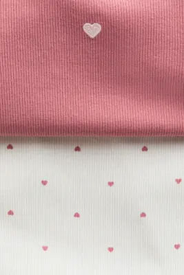 Lot de 2 bodies en coton - Rose ancien/cœurs