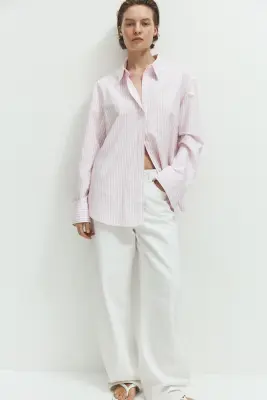 Chemise Oxford - Rose clair/rayé