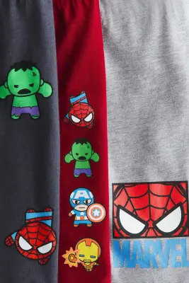 Lot de 3 shorts en coton - Rouge foncé/Marvel Comics