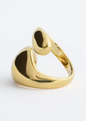 Bague sculpturale à effet torsadé double - Doré