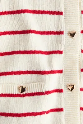 Gilet en maille fine - Crème/rayures rouges