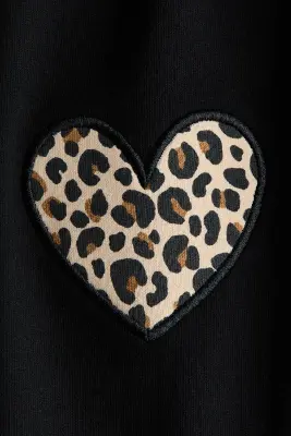 Legging en coton - Noir/imprimé léopard
