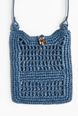 Sac en paille pour téléphone - Bleu ancien
