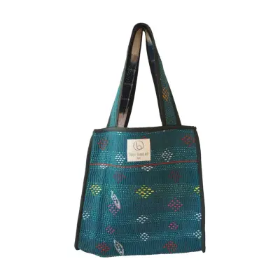 Tote Bag Kantha Bleu Canard