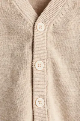 Gilet en maille fine de coton - Beige clair chiné