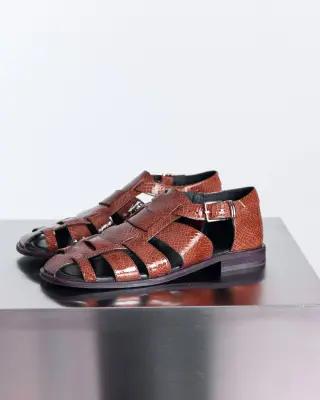 Sandales Luce vernis embossé camel
