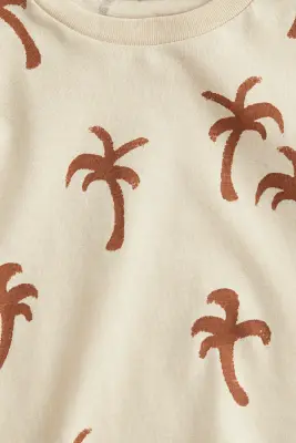 T-shirt imprimé - Beige clair/palmiers