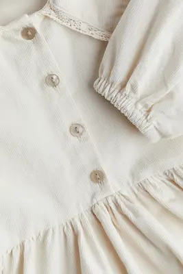 Robe en velours de coton côtelé - Beige clair