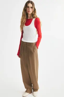 Pantalon chic en twill - Beige foncé