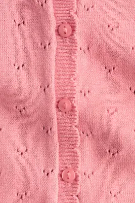 Gilet pointelle en coton - Rose